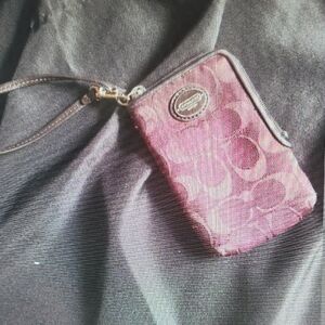 Coach Dyed To Burgundy Color Wristlet With Card Slot